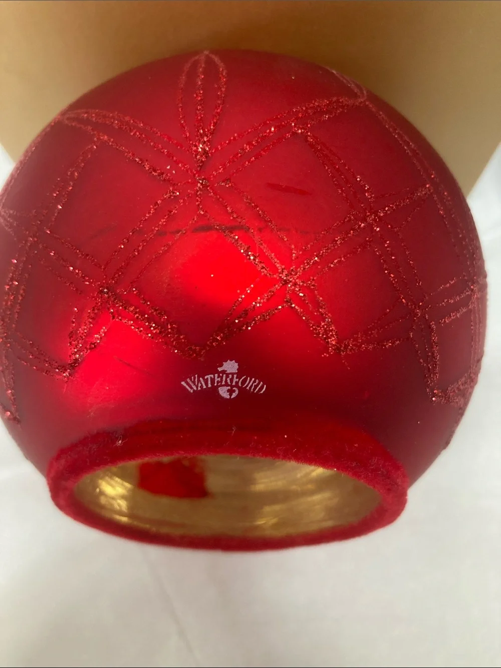 Waterford Red Frosted Round Tealight Holder